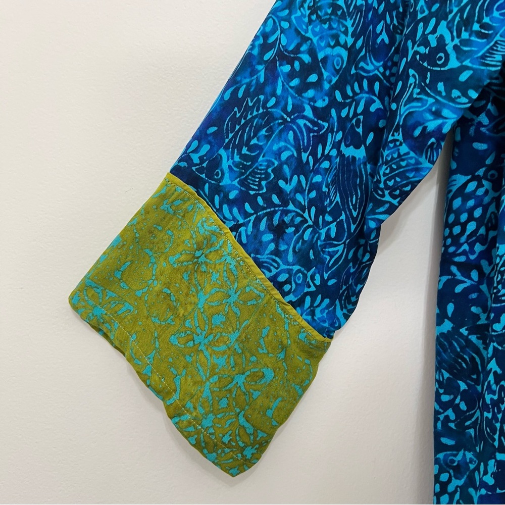NWT SOFT SURROUNDINGS Islamorada Blue Green Koi Fish Open Cardigan Boho Resort - Picture 4 of 9